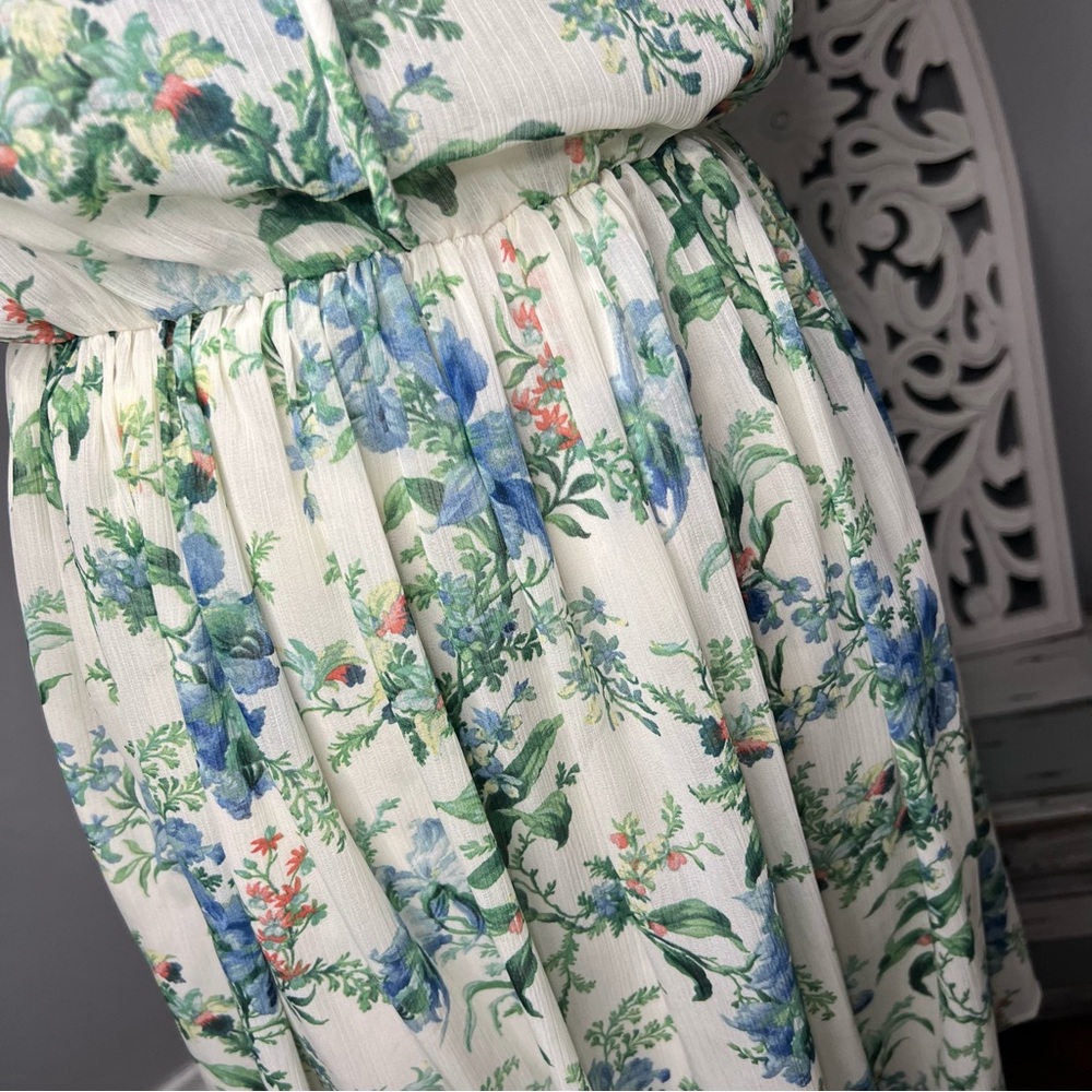 Zara Boho Floral Ruffle Mini A-Line Dress Size Large NWT Resortwear Beach - Picture 5 of 13